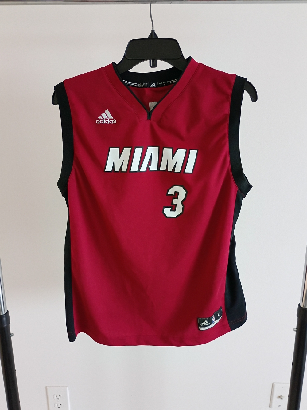 Adidas Dwayne Wade Miami Heat NBA Basketball Jersey Size L 14-16Youth Kids EUC